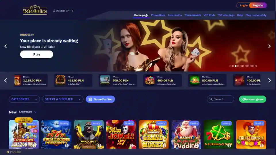 Total Casino main page